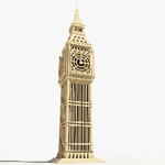 Model of Big Ben clock tower on a white background